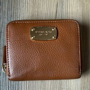 Michael Kors Tan Leather Wallet with Gold Accents